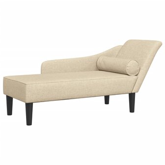 Chaise longue met kussens stof cr&egrave;mekleurig