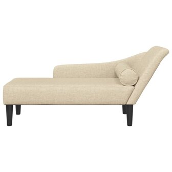 Chaise longue met kussens stof cr&egrave;mekleurig