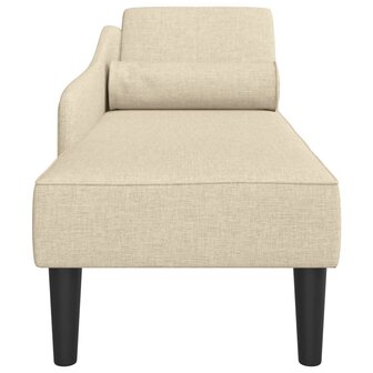 Chaise longue met kussens stof cr&egrave;mekleurig