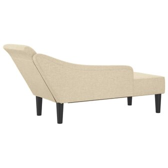 Chaise longue met kussens stof cr&egrave;mekleurig