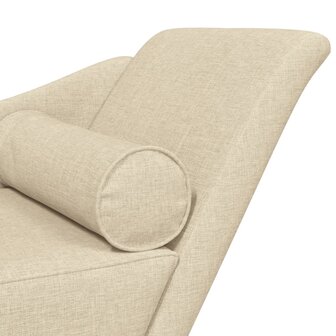 Chaise longue met kussens stof cr&egrave;mekleurig
