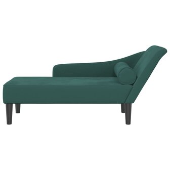 Chaise longue met kussens fluweel donkergroen