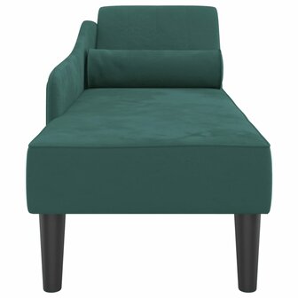 Chaise longue met kussens fluweel donkergroen