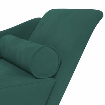Chaise longue met kussens fluweel donkergroen