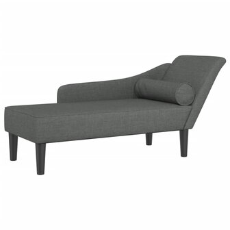 Chaise longue met kussens stof donkergrijs