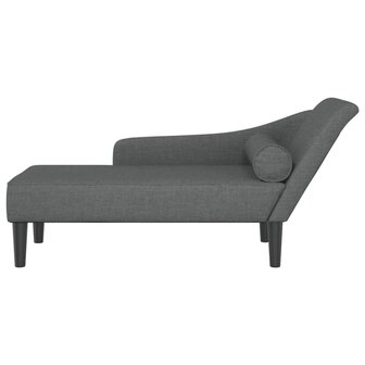 Chaise longue met kussens stof donkergrijs