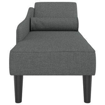 Chaise longue met kussens stof donkergrijs