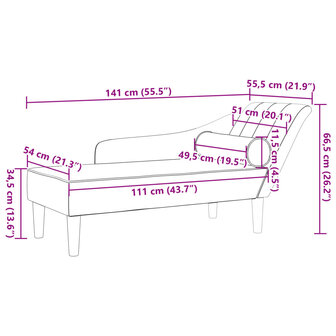 Chaise longue met kussens stof donkergrijs