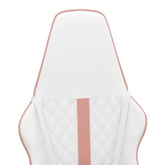 Massage gamestoel kunstleer wit en roze