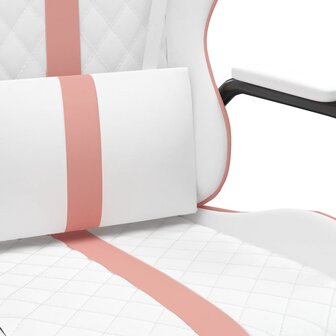 Massage gamestoel kunstleer wit en roze