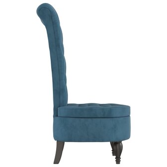 Stoel hoge rugleuning met knopen fluweel blauw