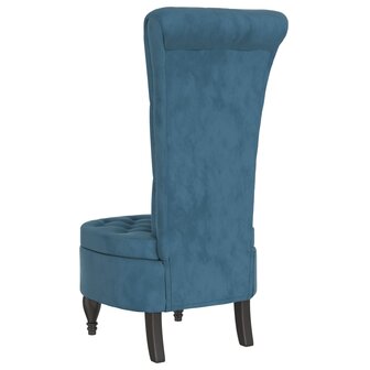Stoel hoge rugleuning met knopen fluweel blauw