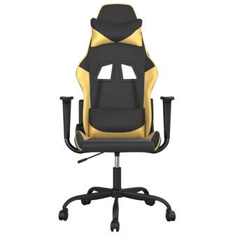Massage gamestoel kunstleer zwart en goudkleurig