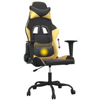 Massage gamestoel kunstleer zwart en goudkleurig