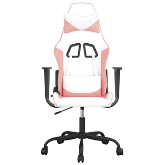 Massage gamestoel kunstleer wit en roze
