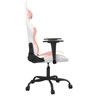 Massage gamestoel kunstleer wit en roze