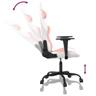 Massage gamestoel kunstleer wit en roze