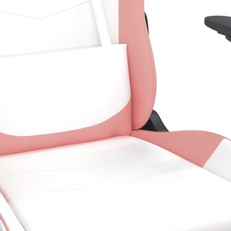 Massage gamestoel kunstleer wit en roze