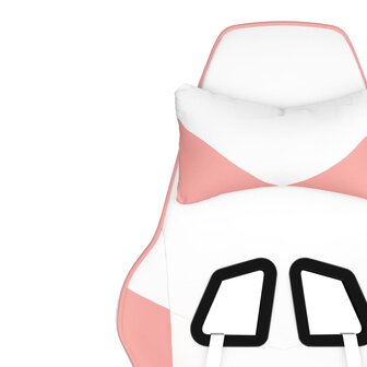 Massage gamestoel kunstleer wit en roze