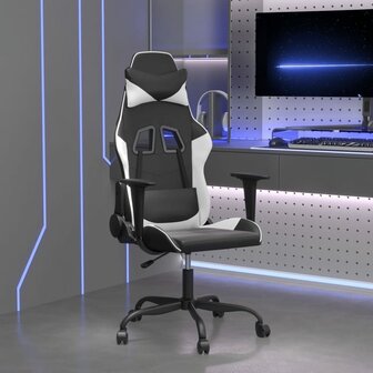 Massage gamestoel kunstleer zwart en wit