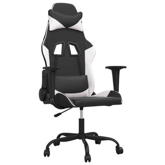 Massage gamestoel kunstleer zwart en wit