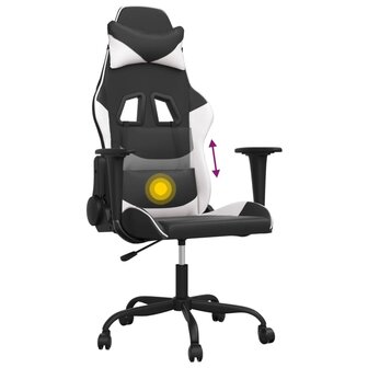 Massage gamestoel kunstleer zwart en wit