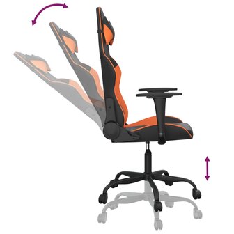 Gamestoel kunstleer zwart en oranje