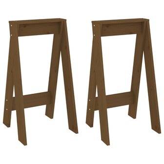 Krukken 2 st 40x40x75 cm massief grenenhout honingbruin