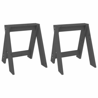 Krukken 2 st 40x40x45 cm massief grenenhout grijs