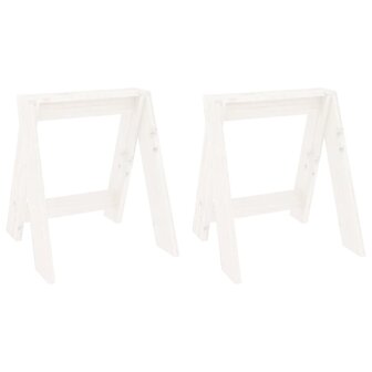 Krukken 2 st 40x40x45 cm massief grenenhout wit