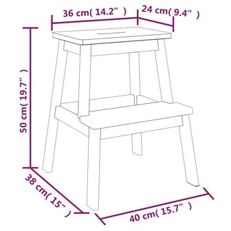 Kruk 2-staps 40x38x50 cm massief acaciahout