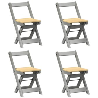 Eetkamerstoelen 4 st Corona inklapbaar massief grenenhout grijs