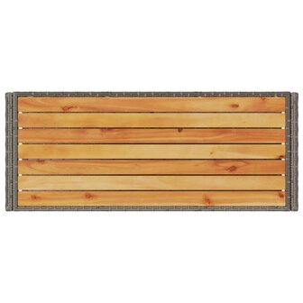 Keukentrolley 3-laags poly rattan en massief acaciahout grijs