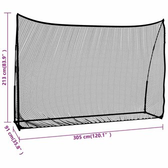 Golftrainingsnet 305x91x213 cm polyester zwart en rood