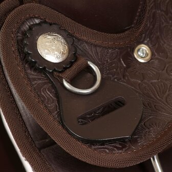 Western zadel, hoofdstel en borstriem 16&amp;quot; echt leer bruin