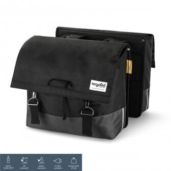 Urban Proof Dubbele Fietstas Gerecycled Pet 40 Liter Black zwart/grijs zwart/grijs