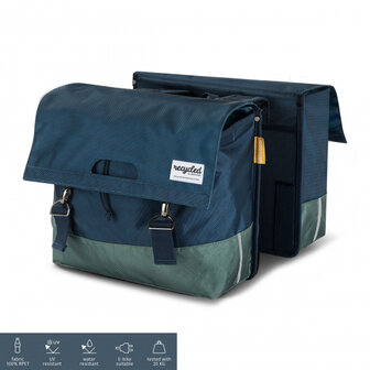 Urban Proof Dubbele Fietstas Gerecycled Pet 40 Liter Vibrant Blue blauw/groen blauw/groen
