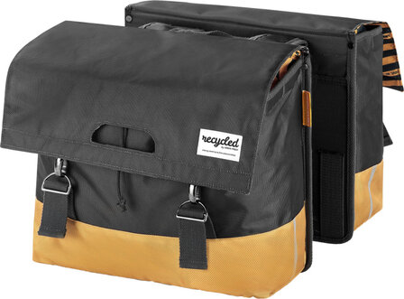 Urban Proof Dubbele Fietstas Gerecycled Pet 40 Liter Golden Yellow zwart/geel zwart/geel