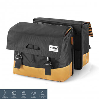 Urban Proof Dubbele Fietstas Gerecycled Pet 40 Liter Golden Yellow zwart/geel zwart/geel