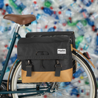 Urban Proof Dubbele Fietstas Gerecycled Pet 40 Liter Golden Yellow zwart/geel zwart/geel