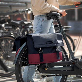 Urban Proof Gerecyclede Dubbele Fietstas 40 Liter Bordeaux/Grijs grijs/bordeaux grijs/bordeaux