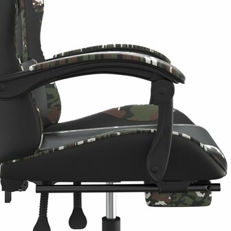 Gamestoel draaibaar met voetensteun kunstleer zwart&amp;camouflage