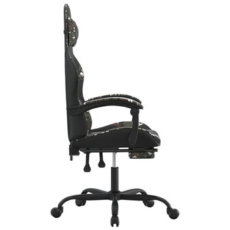 Gamestoel met voetensteun kunstleer zwart en camouflage