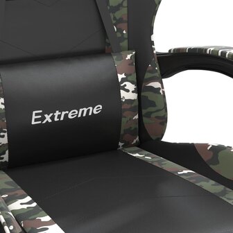 Gamestoel met voetensteun kunstleer zwart en camouflage