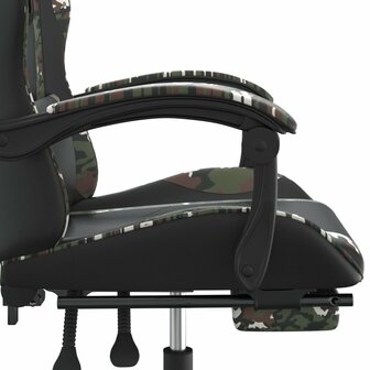 Gamestoel met voetensteun kunstleer zwart en camouflage