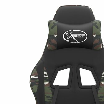 Gamestoel met voetensteun kunstleer zwart en camouflage