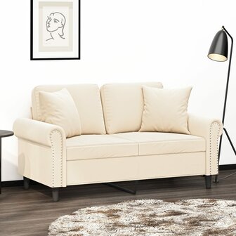 Sierkussens 2 st 40x40 cm fluweel cr&egrave;mekleurig