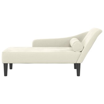 Chaise longue met kussens fluweel cr&egrave;mekleurig