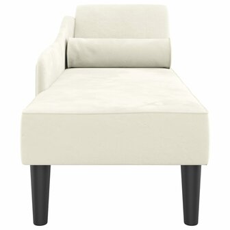 Chaise longue met kussens fluweel cr&egrave;mekleurig