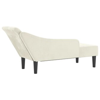 Chaise longue met kussens fluweel cr&egrave;mekleurig